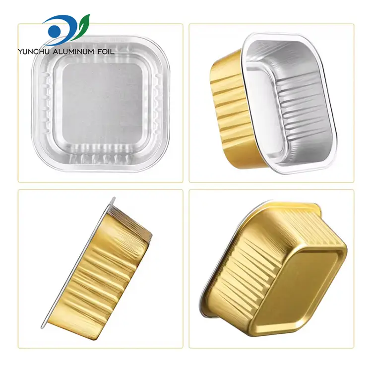 Kwadratowe pojemniki z folii aluminiowej gładki