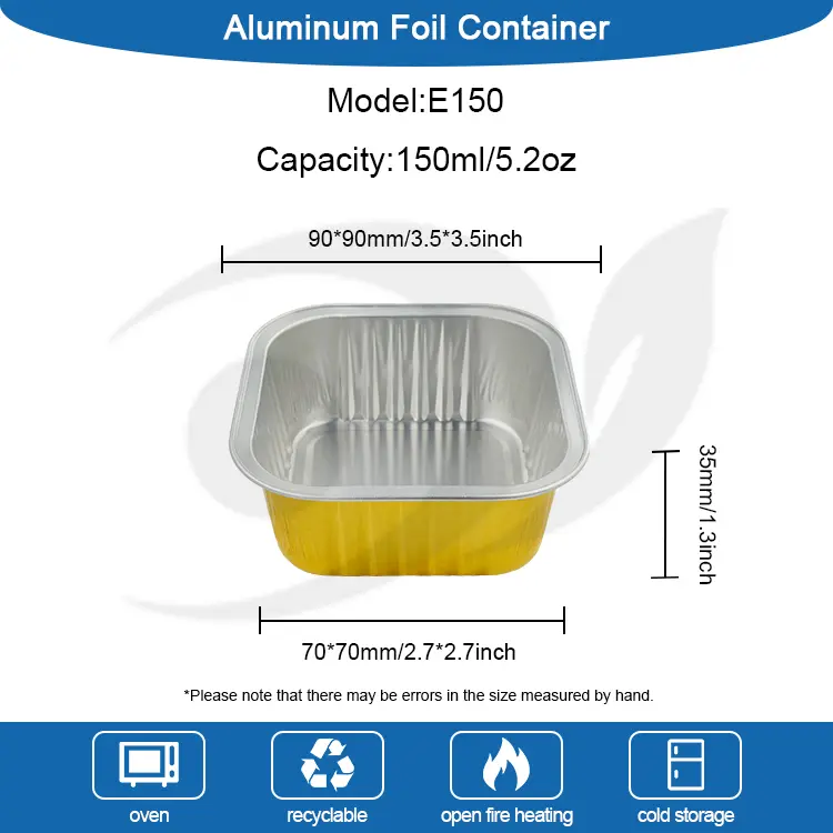 Kwadratowe pojemniki z folii aluminiowej gładki