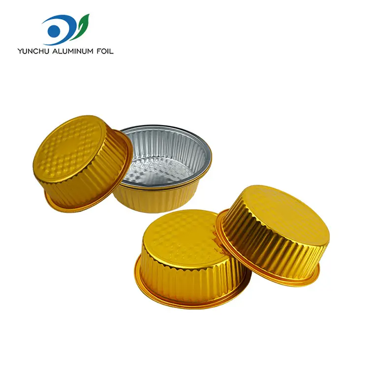 Na wynos małe gorące garnek złote okrągłe pojemniki na folii aluminiowe