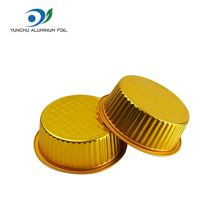 Na wynos małe gorące garnek złote okrągłe pojemniki na folii aluminiowe