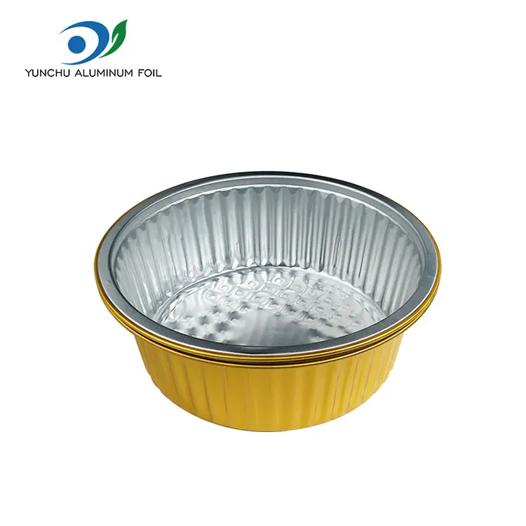 Na wynos małe gorące garnek złote okrągłe pojemniki na folii aluminiowe